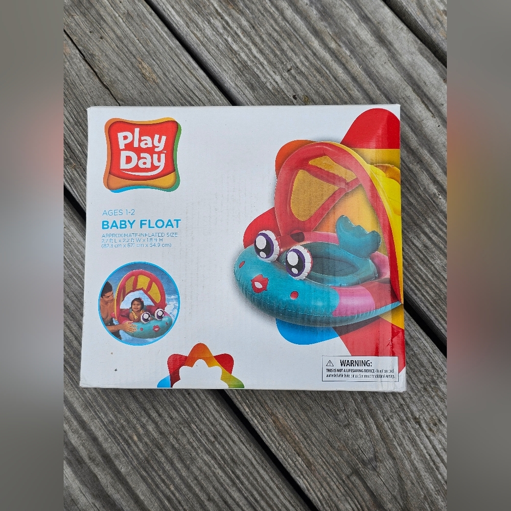 New in Box! PlayDay - Baby Pool / Swimming Float W/ Canopy - Approx 31L x 26W